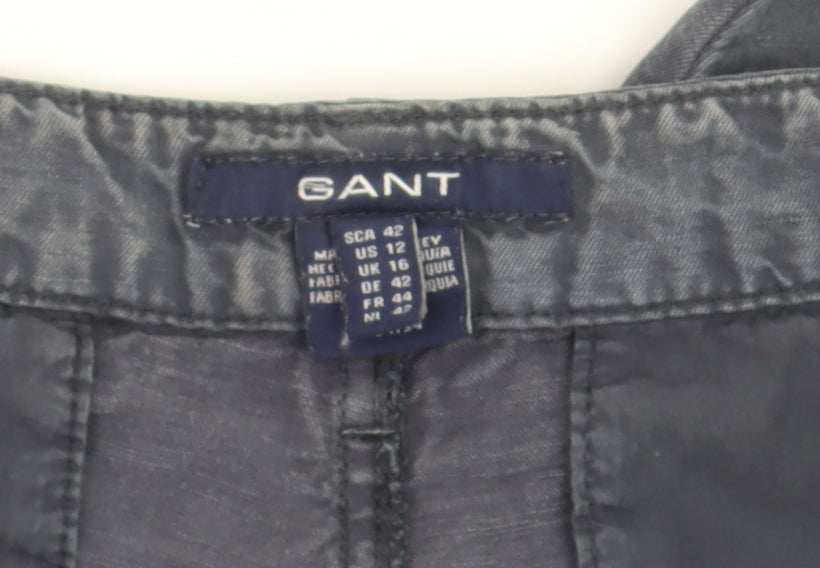 Additional view of GANT women’s grey cargo trousers, size UK 16, lightweight linen blend