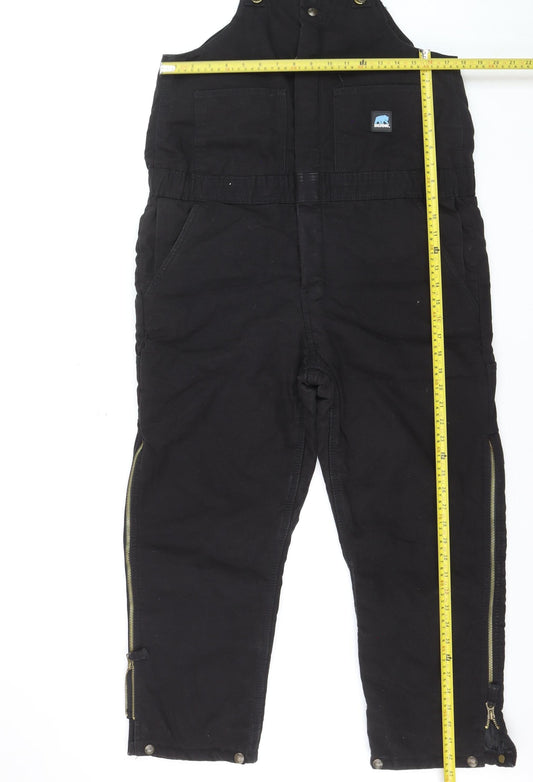 Berne Youth Black Insulated Snow Pants Lined Outdoor Bib Trousers Teen L