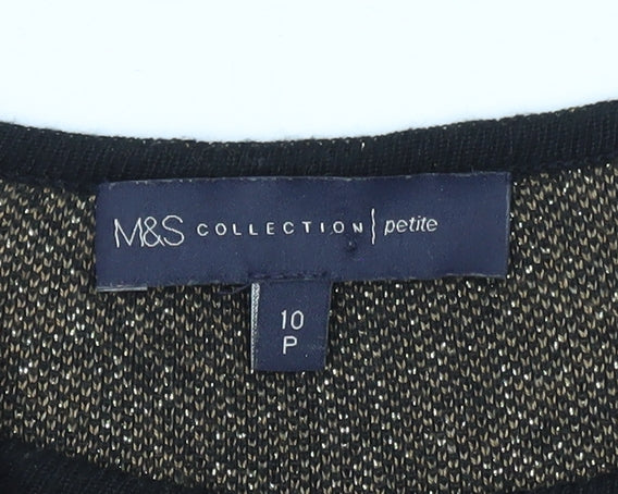 Marks and Spencer Women’s Black Petite 10 Metallic Knit Shift Dress