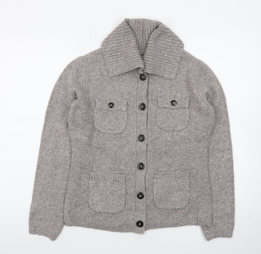 Marks and Spencer Men's Grey Wool Collared Button Cardigan Size S