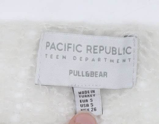 Brand and care label for Pull&Bear Teens Beige Open Knit Mohair Blend jumper S