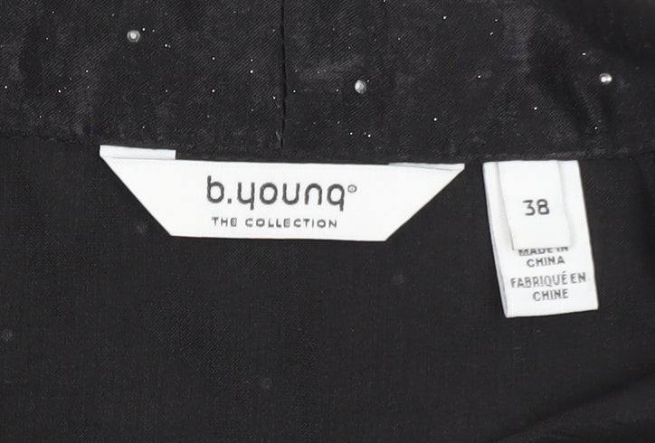Brand and care label for b.young Women’s Black Wrap Blouse, size UK 12, Short Sleeve Glitter