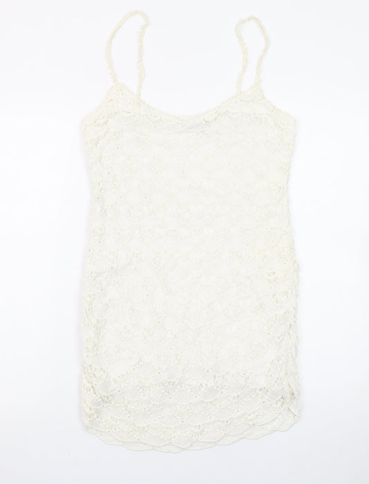 Zara Women Ivory Lace Slip Dress Size 12 Summer Boho Style