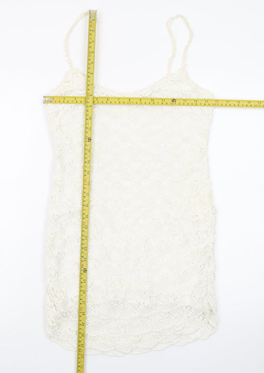 Zara Women Ivory Lace Slip Dress Size 12 Summer Boho Style