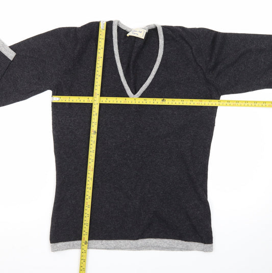Cashmere Silk Company Women's Black V-Neck Jumper Size XL