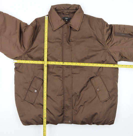 Next Women Brown Puffer Jacket Size 14 Insulated Winter Coat