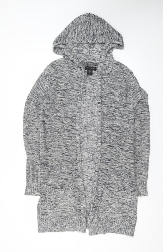 Tahari Women’s Grey Knit Hooded Long Sleeve Open Cardigan Size S