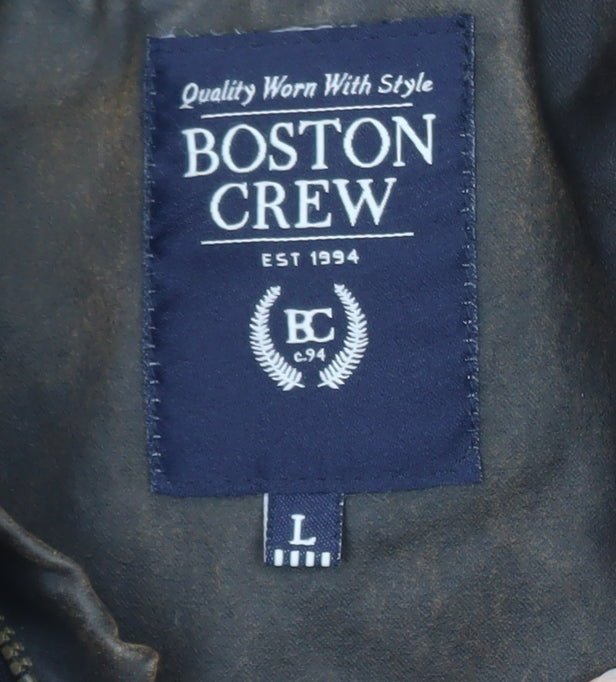 Boston Crew Men’s Brown Waxed Field Jacket L Lined Workwear Style