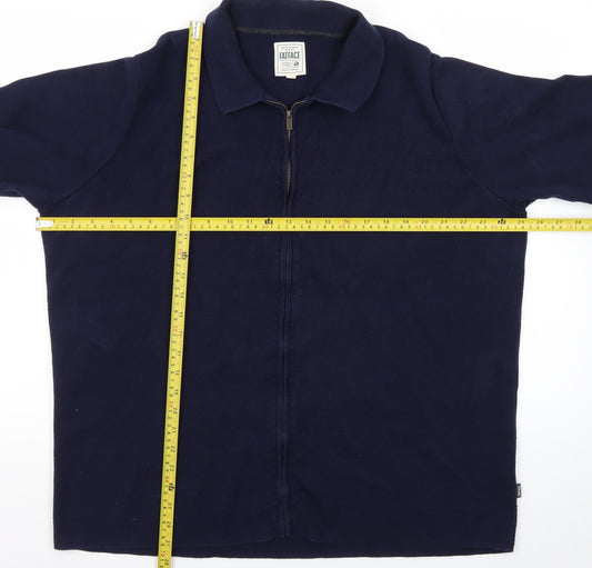FatFace Men's Blue Collared Full Zip Cotton Cashmere Jumper XL
