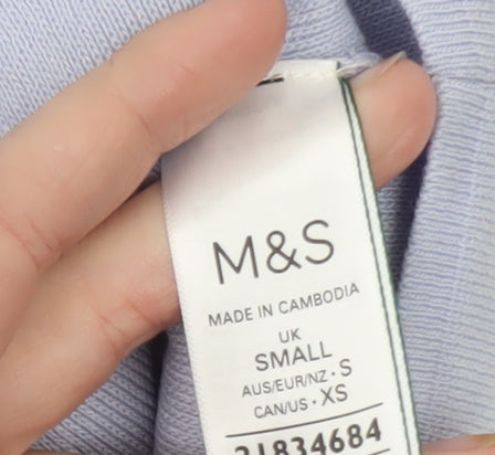 Marks and Spencer Women's Lilac Cardigan Small Collared Floral Button Knit