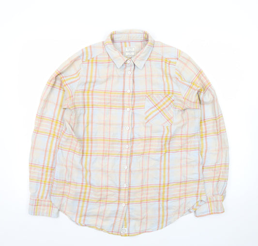 FatFace Women’s Multicoloured Cotton Check Long Sleeve Button-Up Shirt Size 12