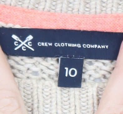 Crew Clothing Company Women Beige Cotton Chunky Knit Jumper Size 10