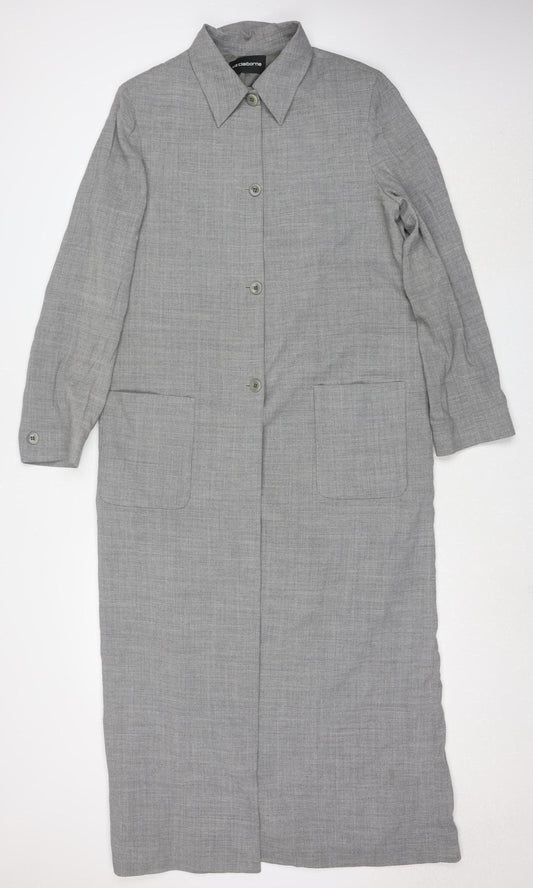 Liz Claiborne Women's Grey Long Overcoat Size 12 Wool Blend