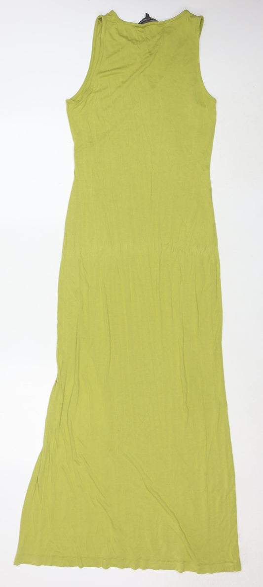 Additional front view of French Connection Women's Green Long Cotton Tank Dress, size L