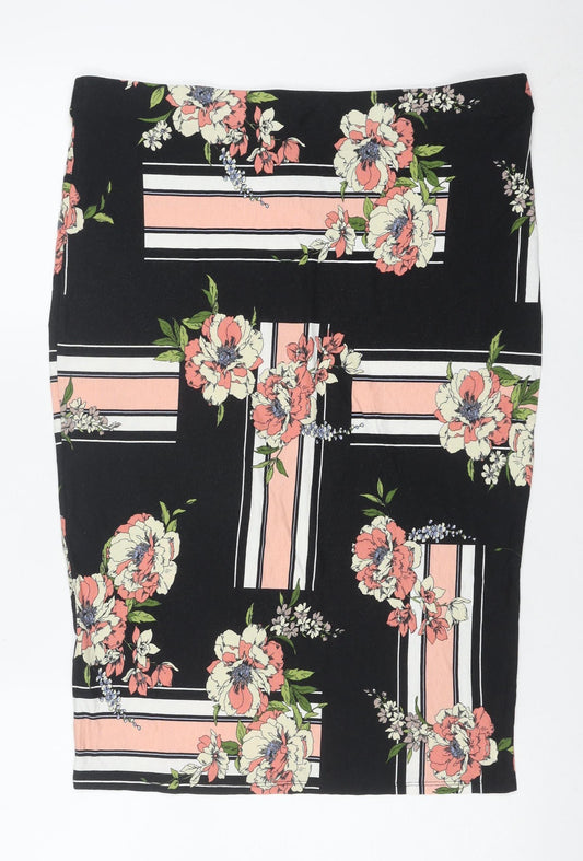 Dorothy Perkins Women’s Multicoloured Floral Stripe Jersey Pencil Skirt Size 16