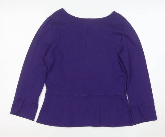 Kettlewell Women's Purple Long Sleeve Scoop Neck Jersey Blouse M