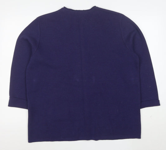 Classics Women's Blue Wool Blend Long Sleeve Cardigan Size 20