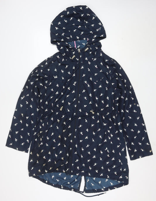 Denim Co Women Blue Flamingo Hooded Parka Jacket Size S