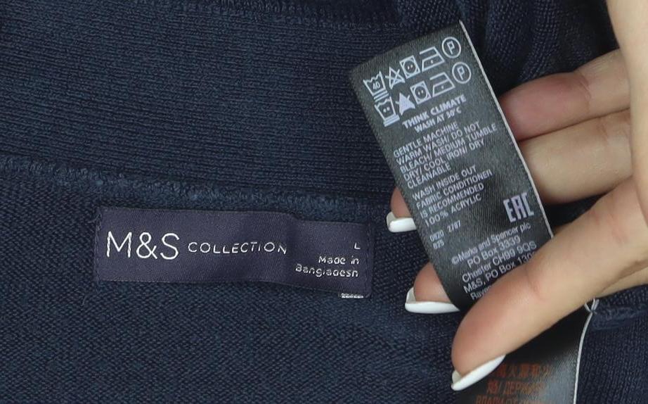 Marks and Spencer Women's Blue L Cardigan Knit Cotton Acrylic