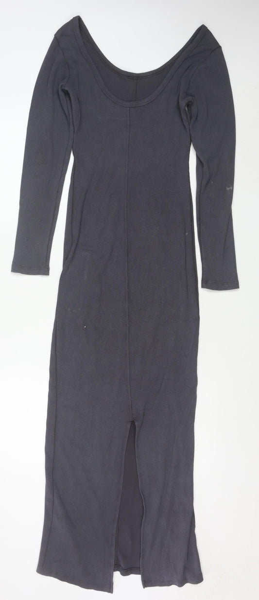 Additional front view of ASOS DESIGN Women Grey, size 10, Long Sleeve Bodycon Dress