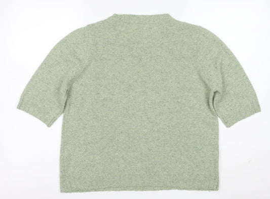 Marks and Spencer Women’s Green Wool Blend Crew Neck Jumper UK 16