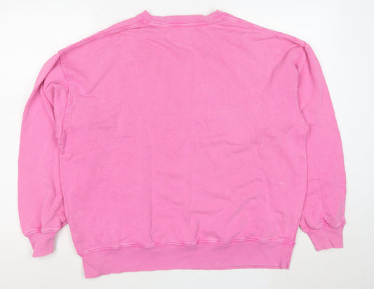 Hush Women's Pink Cotton Crew Neck Pullover Sweatshirt Size S