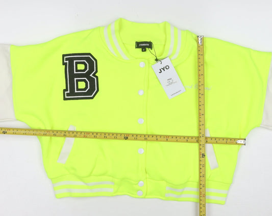 STYOUROUTFIT Women's Yellow Varsity Jacket Size 12 Cropped Casual