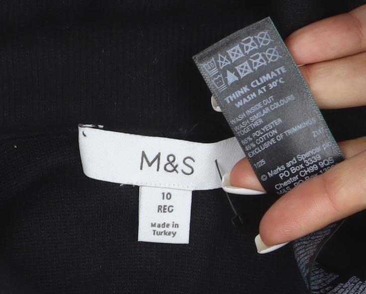Marks and Spencer Womens Black Size 10 Fit & Flare Collared Dress