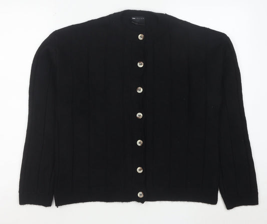 ASOS Womens Black Knit Crew Neck Button Cardigan Size S