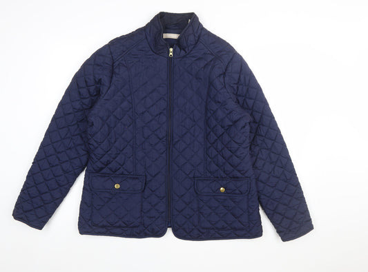 Anthology Women Blue Quilted Mid-Length Jacket Size 16