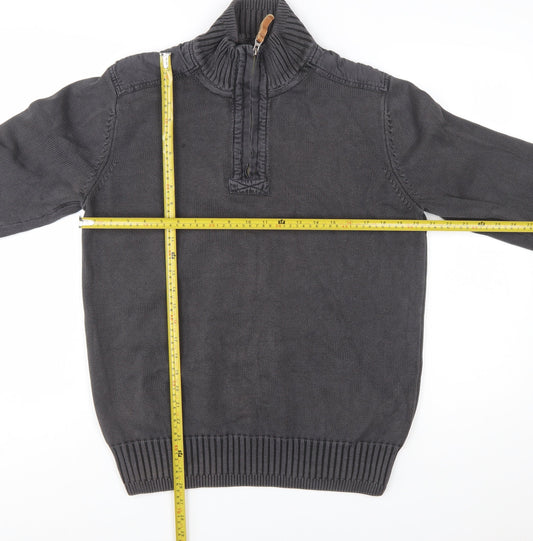 Fat Face Men's Grey 1/4 Zip High Neck Cotton Jumper Size M