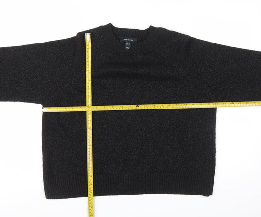 New Look Women’s Black Metallic Knit Pullover Jumper Size M