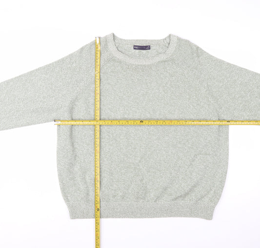 Marks and Spencer Women's Green Cotton Knit Jumper XL Crew Neck