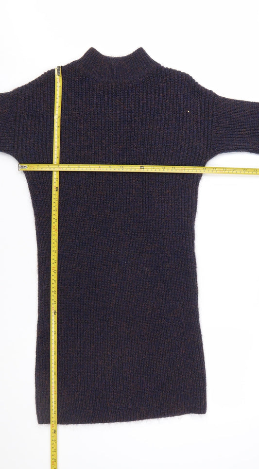 Next Women's Brown Knit Jumper Dress Size 10 Long Sleeve High Neck
