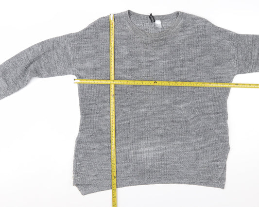 Divided Women’s Grey Crew Neck Knit Jumper Size 12 Long Sleeve Pullover