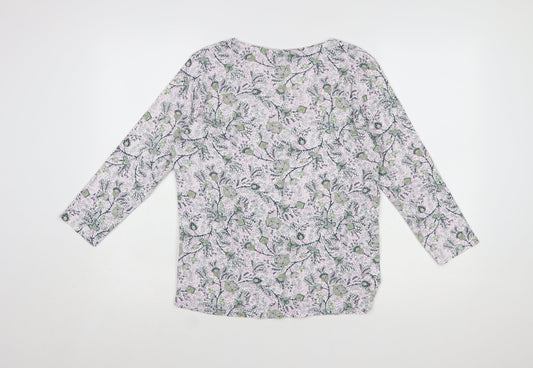 Isle Womens Multicoloured Floral 3/4 Sleeve Cotton Top M 14-16