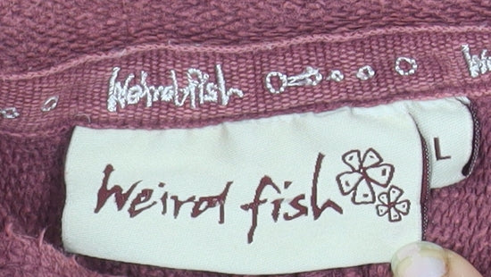 Weird Fish Womens Pink Full Zip Hoodie Size L 100% Cotton Casual