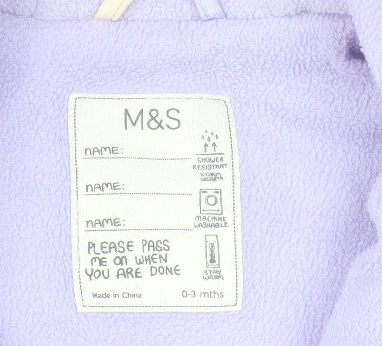 Additional view of Marks & Spencer unisex baby purple bunny hooded coverall 0-3 months