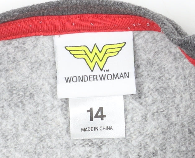 Additional view of Wonder Woman girls’ grey sweatshirt, size 14, star print cotton blend