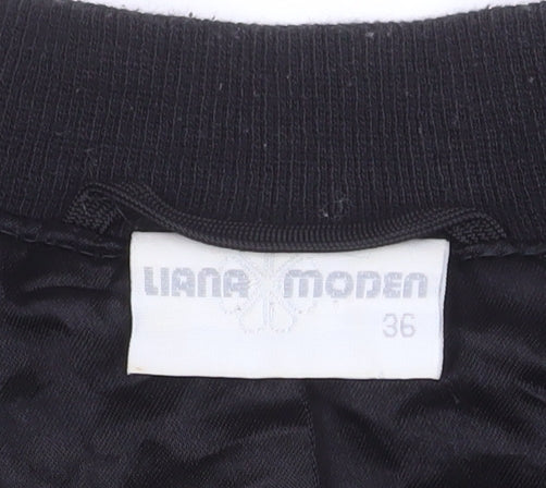 Additional view of Liana Moden unisex black art print bomber jacket, size 36, viscose rayon
