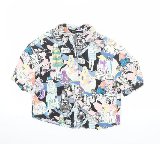 Pull&Bear Women's Multicoloured XS Cropped Button-Up Shirt