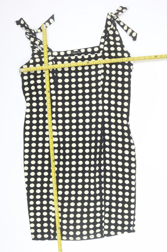 Myleene Klass Women Black Polka Dot Sleeveless Bodycon Dress Size 18