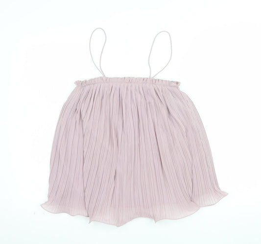 ASOS Women Pink Camisole Pleated Chiffon Tank Top Size 10