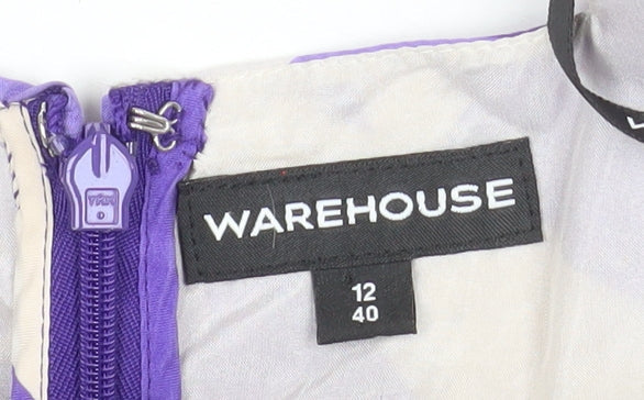 Warehouse Women's Multicoloured Silk Fit & Flare Dress Size 12