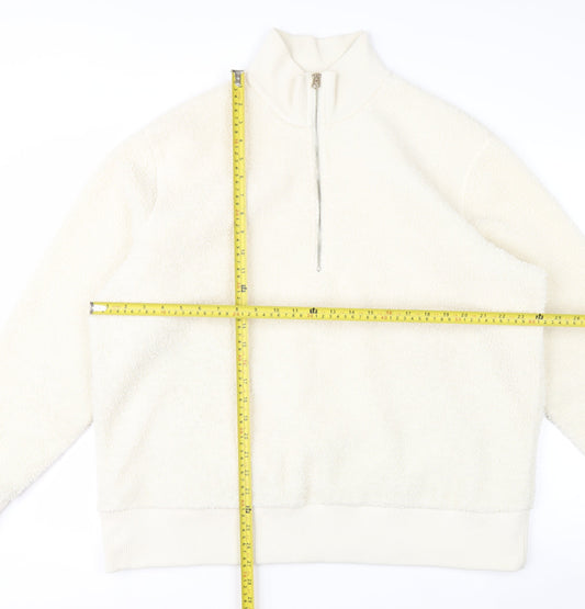 Next Women Ivory Fleece 1/4 Zip Sweatshirt XL Polyester