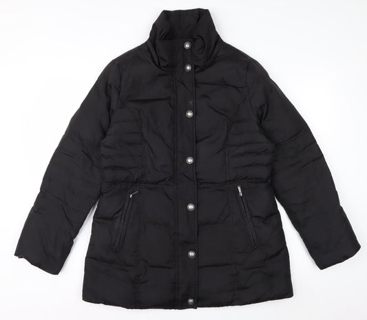 London Fog Womens Black Mid-Length Puffer Coat Jacket M