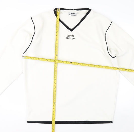 Slazenger Men's White XL Fleece V-Neck Pullover Sweatshirt