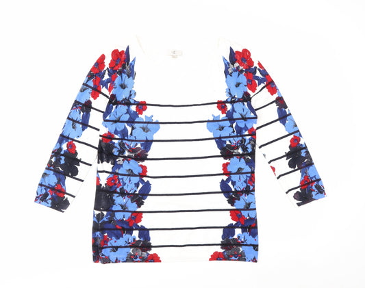 Country Casuals Women’s Multicoloured Floral Striped Knit Jumper Medium
