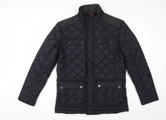 Additional front view of Maine New England Men's Black Quilted Nylon Jacket, size S, 38in