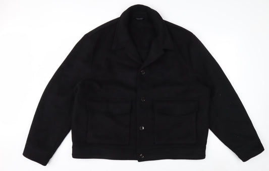 H&M Men's Black Wool Blend Button Jacket XXL Classic Style